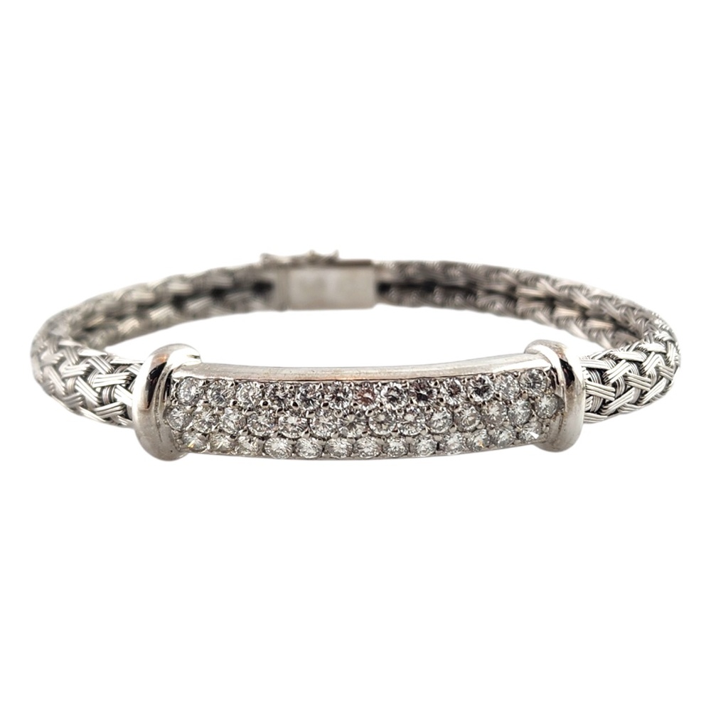 Roberto Coin 18K White Gold Silk Weave Diamond Bracelet #18728